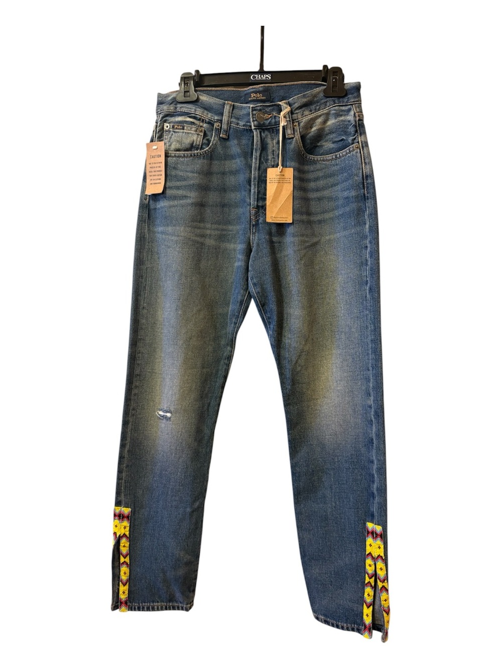 Polo by Ralph Lauren Native American looking beaded side hems Jeans